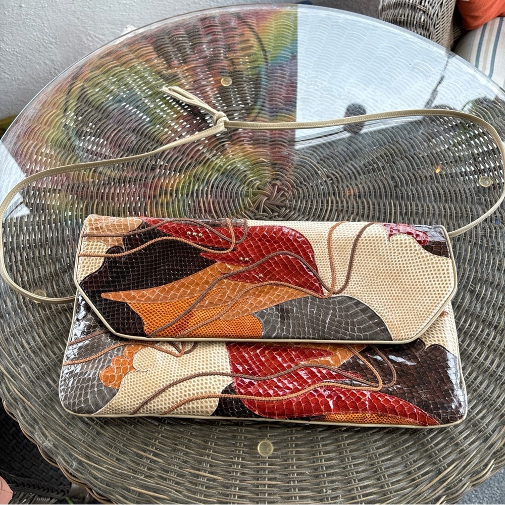 Carlo Fiori made in Italy Clutch Bag/ snakeskin and leather